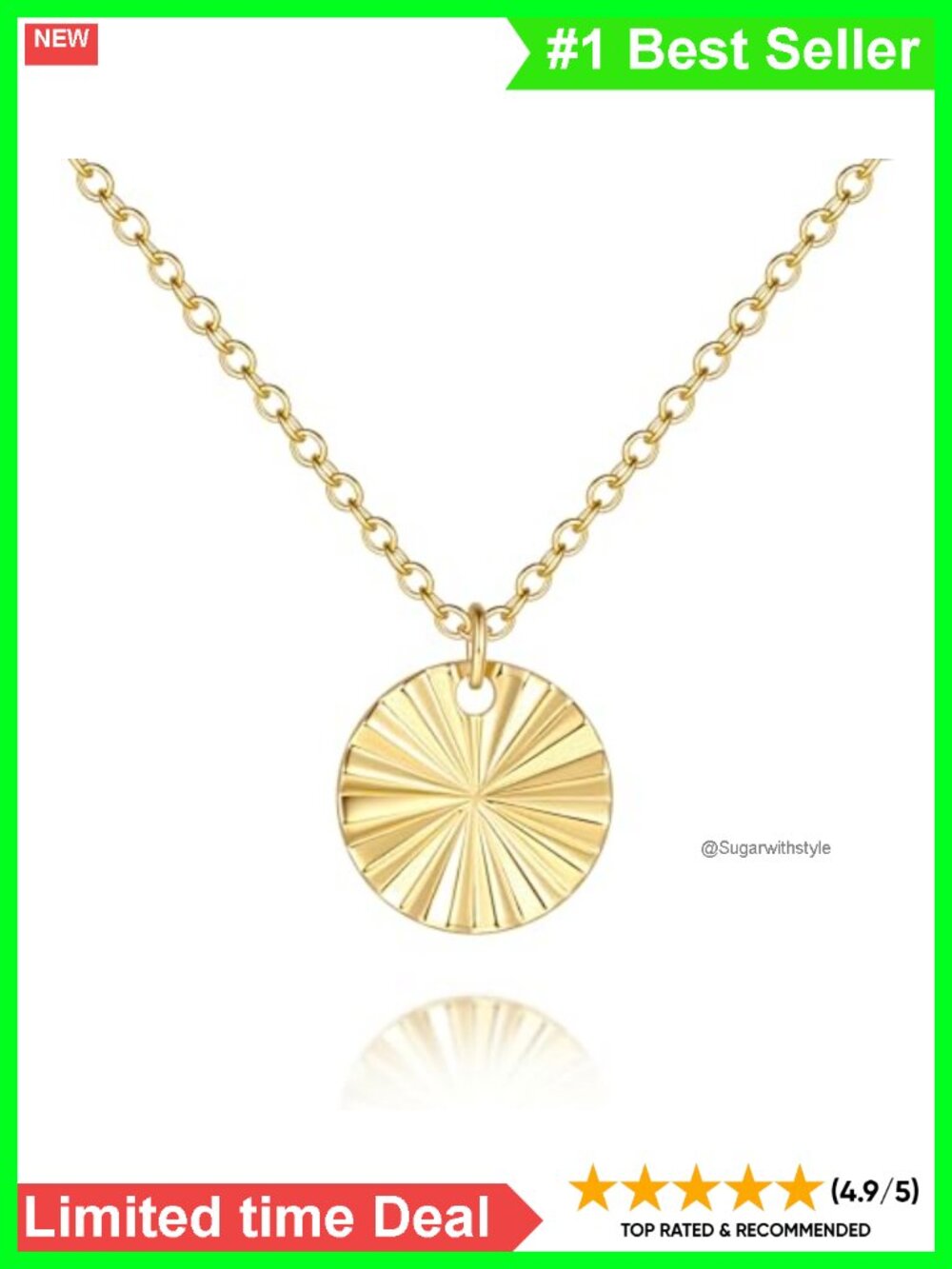 14K Gold Plated Coin Pendant Necklace Dainty Medallion Charm